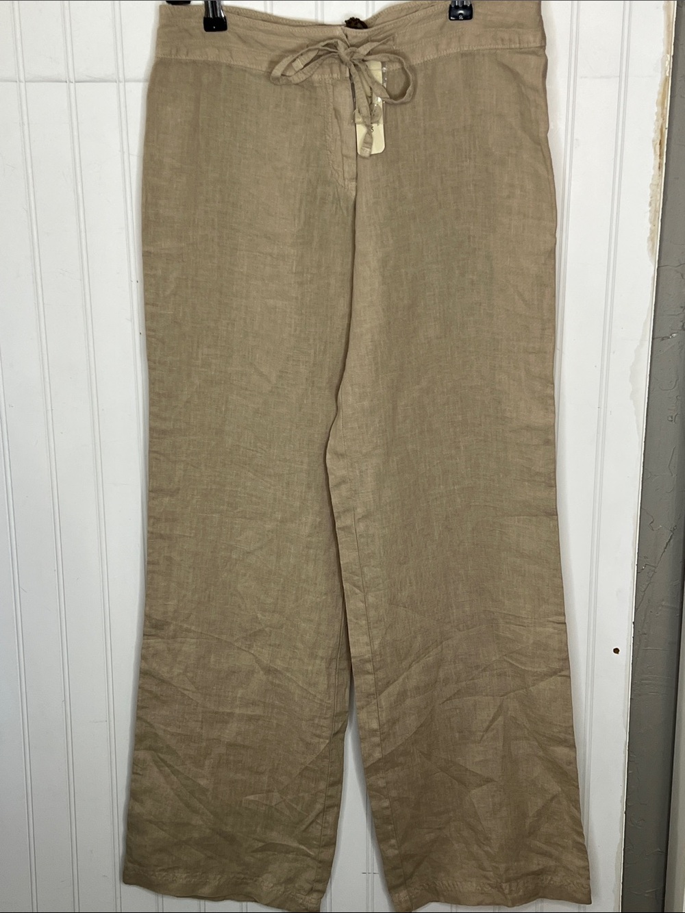Tommy Bahama Two Palms Women's Wide Leg Linen Drawstring Pants in Khaki Size 2